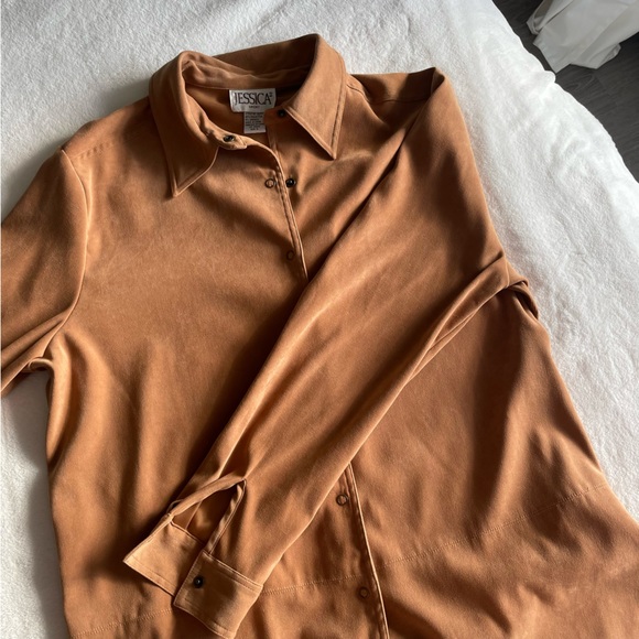 Vintage Faux Suede Material Button Up - Picture 2 of 6